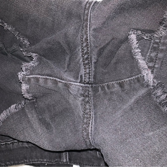 William Rast Faded Black High Rise Distressed Button Fly Denim Shorts - Picture 6 of 7